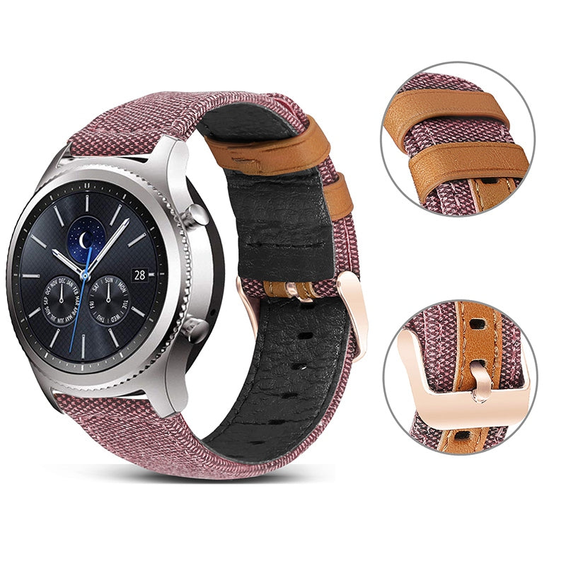 For Huawei Watch GT 3 Pro 43mm 46mm Watch GT 2 Pro 22mm Watch Strap Canvas Coated Genuine Leather Adjustable Wrist Band Replacement For Huawei Watch GT 3 Pro 43mm 46mm Watch GT 2 Pro 22mm Watch Strap Canvas Coated Genuine Leather Adjustable Wrist Band Replacement
